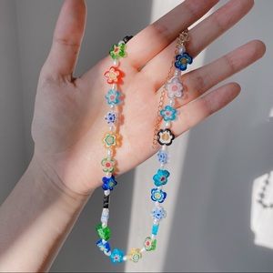 Real freshwater pearl rainbow flowers necklace